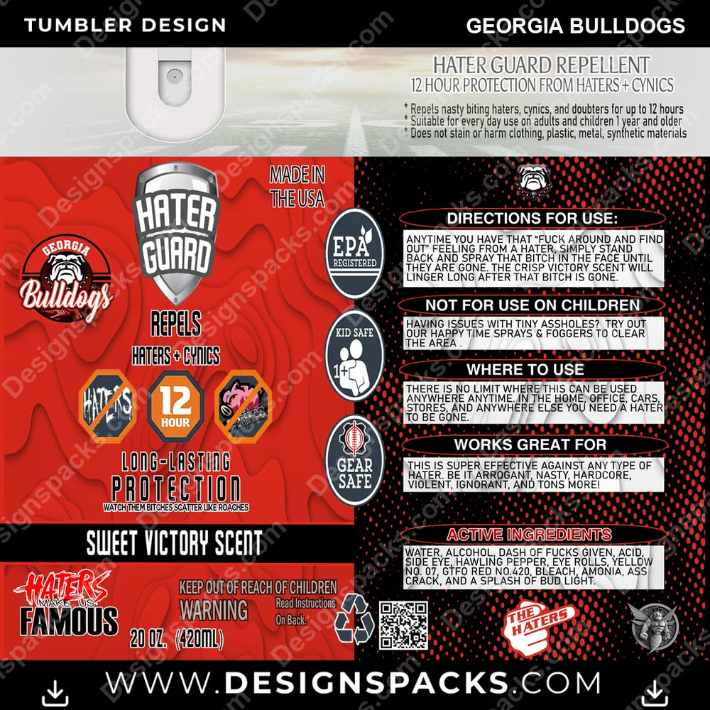 College Sport Hater Guard Georgia Bulldogs NCAA College Sport Tumbler Digital Wrap Design Download