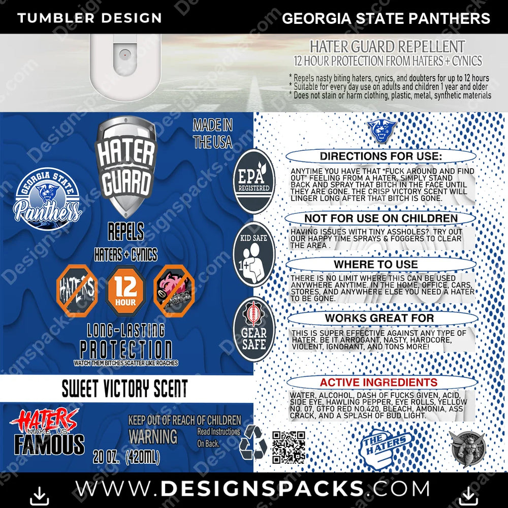 College Sport Hater Guard Georgia State Panthers NCAA College Sport Tumbler Digital Wrap Design Download