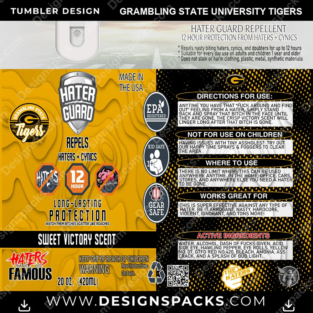 College Sport Hater Guard Grambling State University Tigers NCAA College Sport Tumbler Digital Wrap Design Download