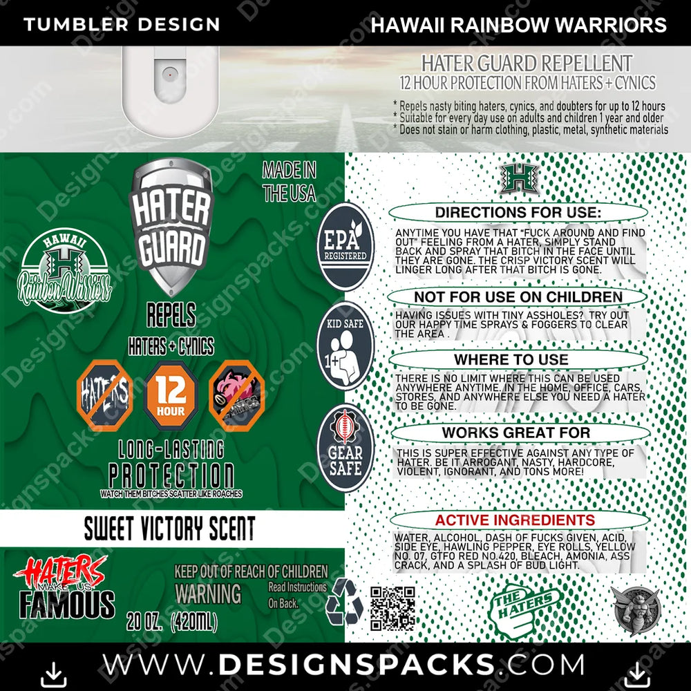 College Sport Hater Guard Hawaii Rainbow Warriors NCAA College Sport Tumbler Digital Wrap Design Download