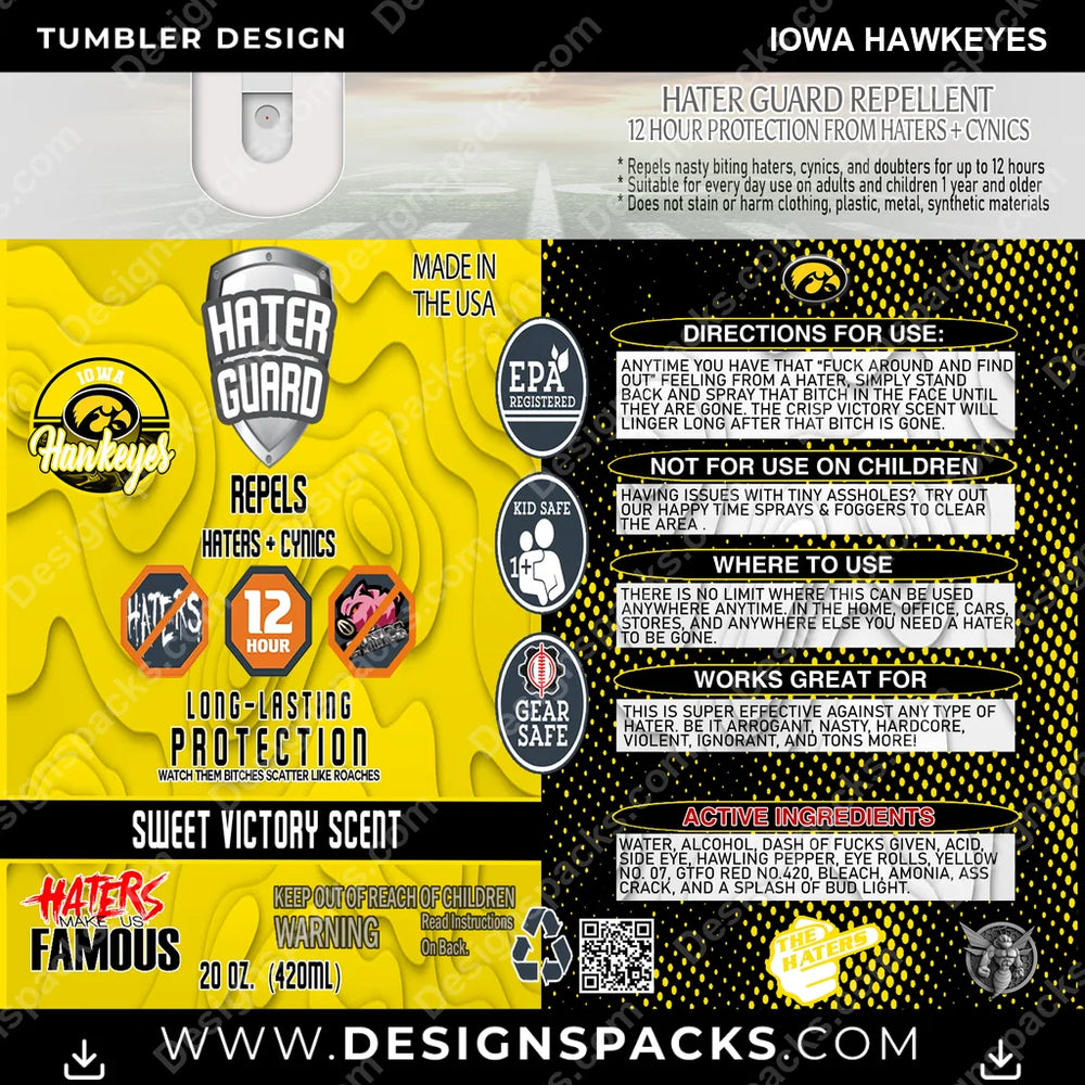 College Sport Hater Guard Iowa Hawkeyes NCAA College Sport Tumbler Digital Wrap Design Download