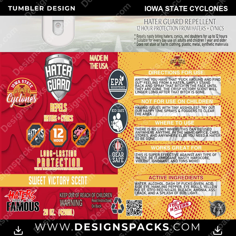 College Sport Hater Guard Iowa State Cyclones NCAA College Sport Tumbler Digital Wrap Design Download