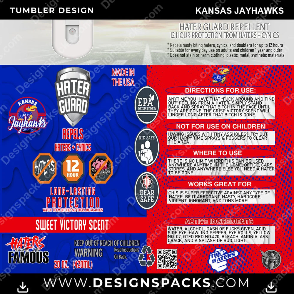 College Sport Hater Guard Kansas Jayhawks NCAA College Sport Tumbler Digital Wrap Design Download
