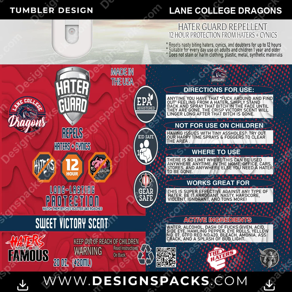 College Sport Hater Guard Lane College Dragons NCAA College Sport Tumbler Digital Wrap Design Download