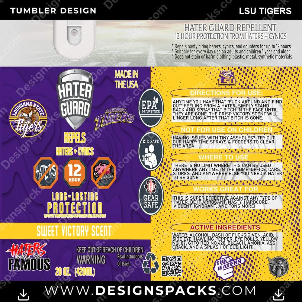 College Sport Hater Guard LSU Tigers NCAA College Sport Tumbler Digital Wrap Design Download