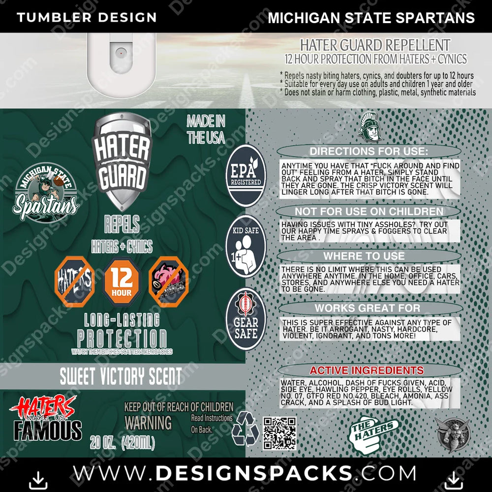 College Sport Hater Guard Michigan State Spartans NCAA College Sport Tumbler Digital Wrap Design Download