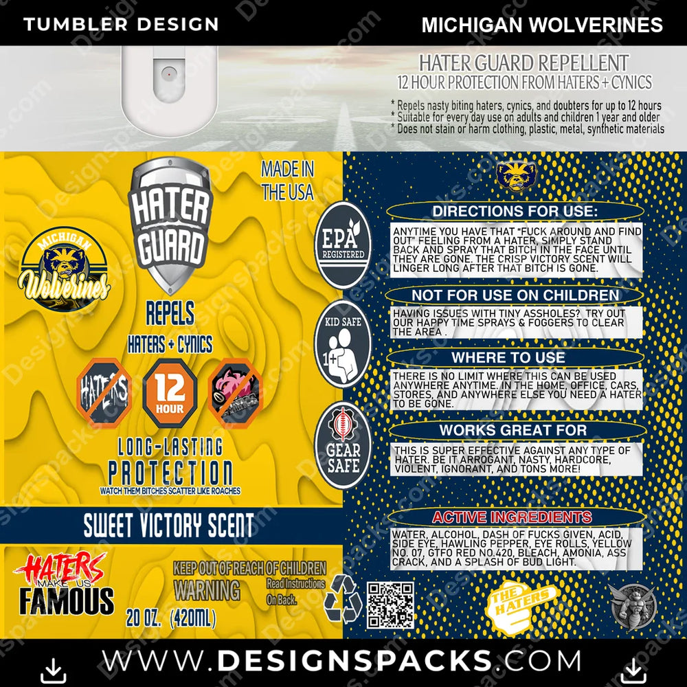 College Sport Hater Guard Michigan Wolverines NCAA College Sport Tumbler Digital Wrap Design Download