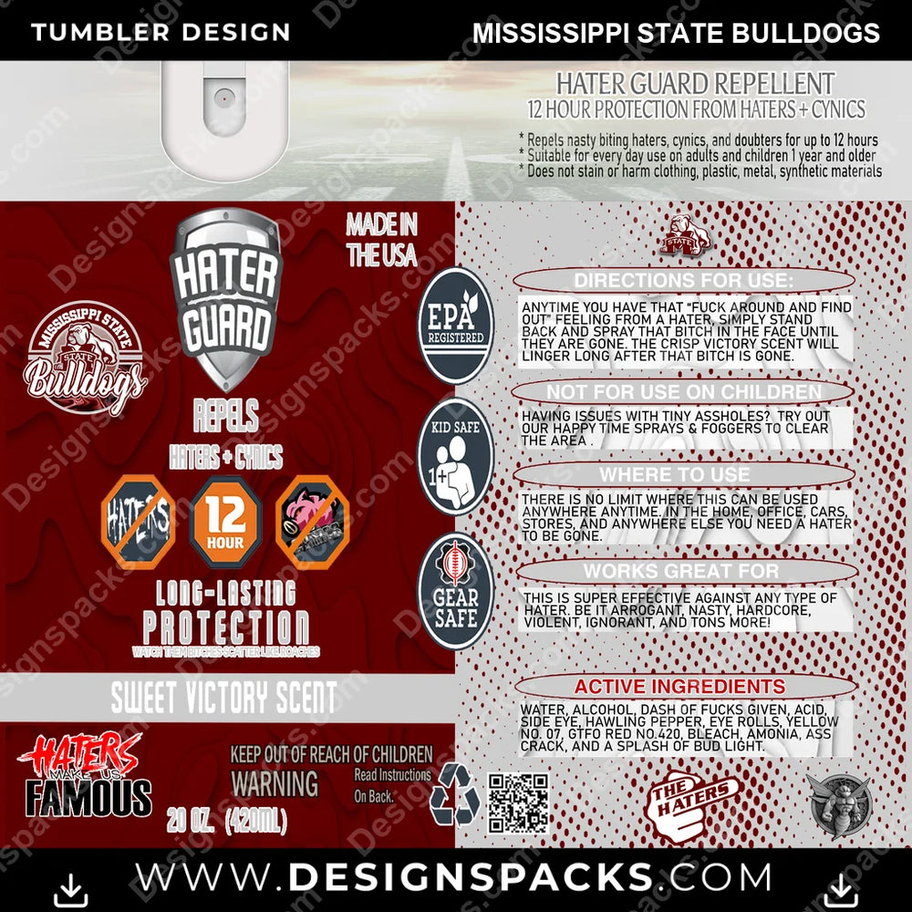 College Sport Hater Guard Mississippi State Bulldogs NCAA College Sport Tumbler Digital Wrap Design Download