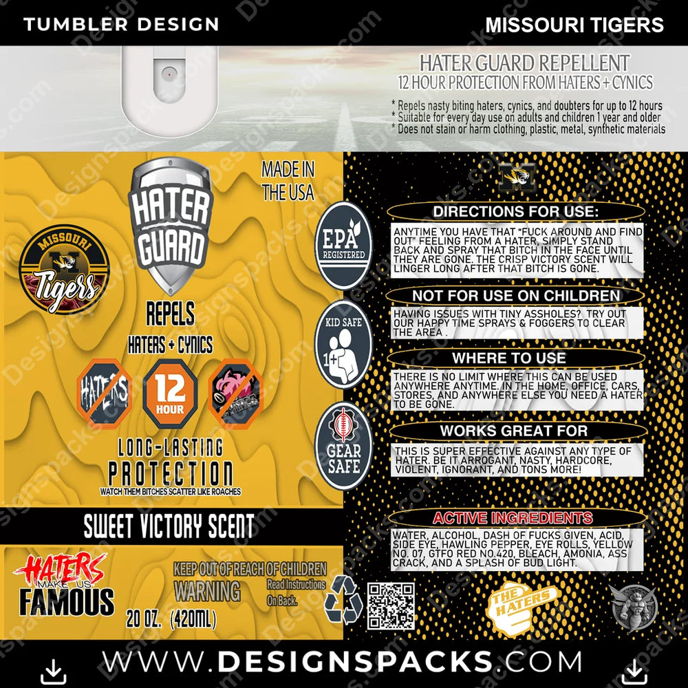 College Sport Hater Guard Missouri Tigers NCAA College Sport Tumbler Digital Wrap Design Download