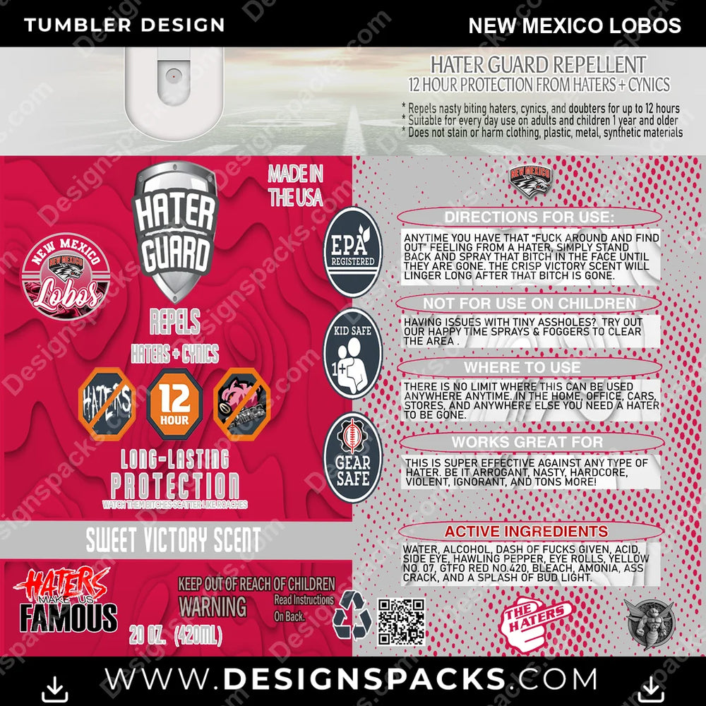 College Sport Hater Guard New Mexico Lobos NCAA College Sport Tumbler Digital Wrap Design Download
