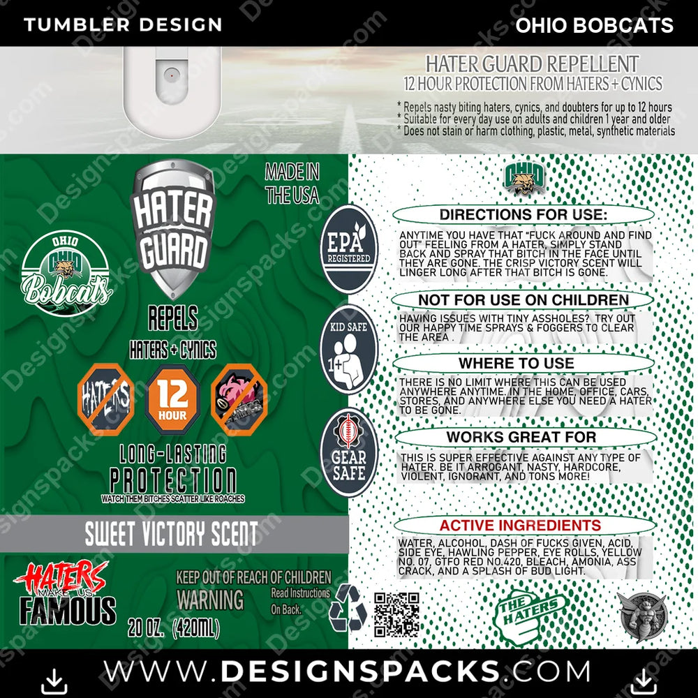 College Sport Hater Guard Ohio Bobcats NCAA College Sport Tumbler Digital Wrap Design Download