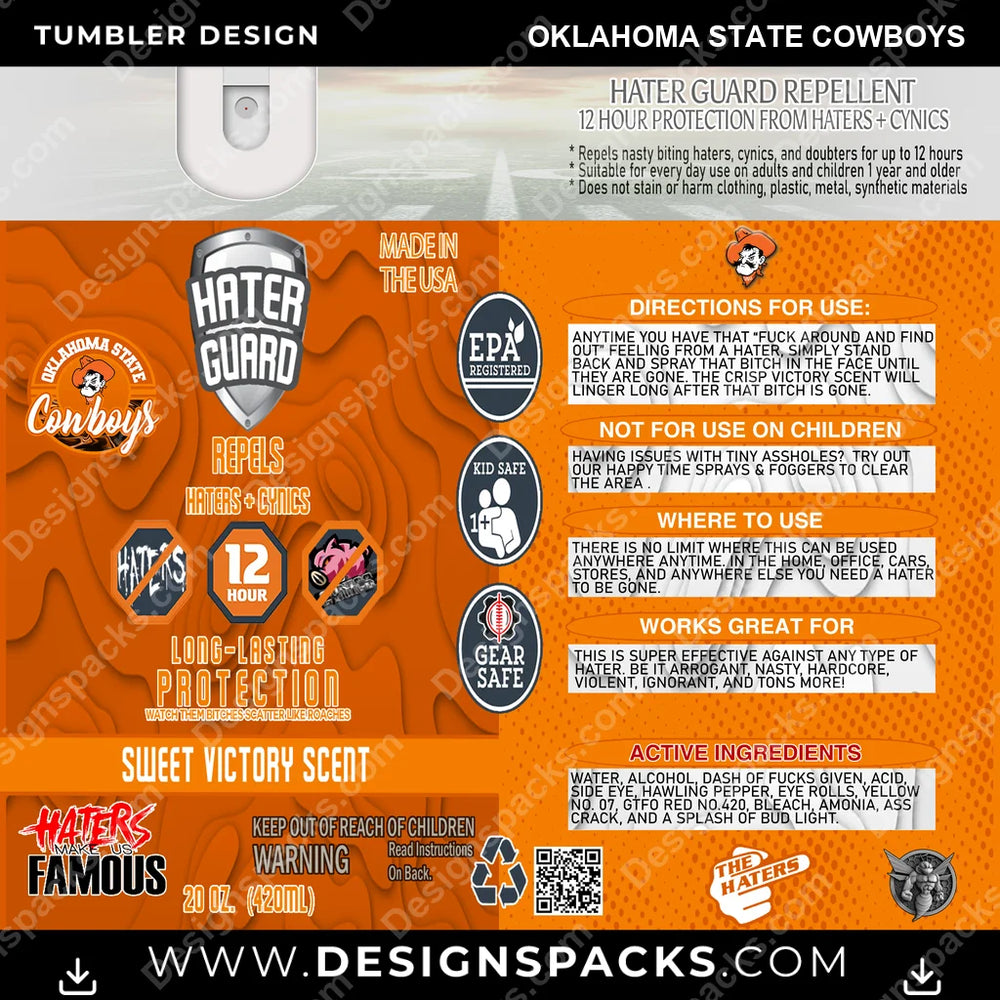 College Sport Hater Guard Oklahoma State Cowboys NCAA College Sport Tumbler Digital Wrap Design Download
