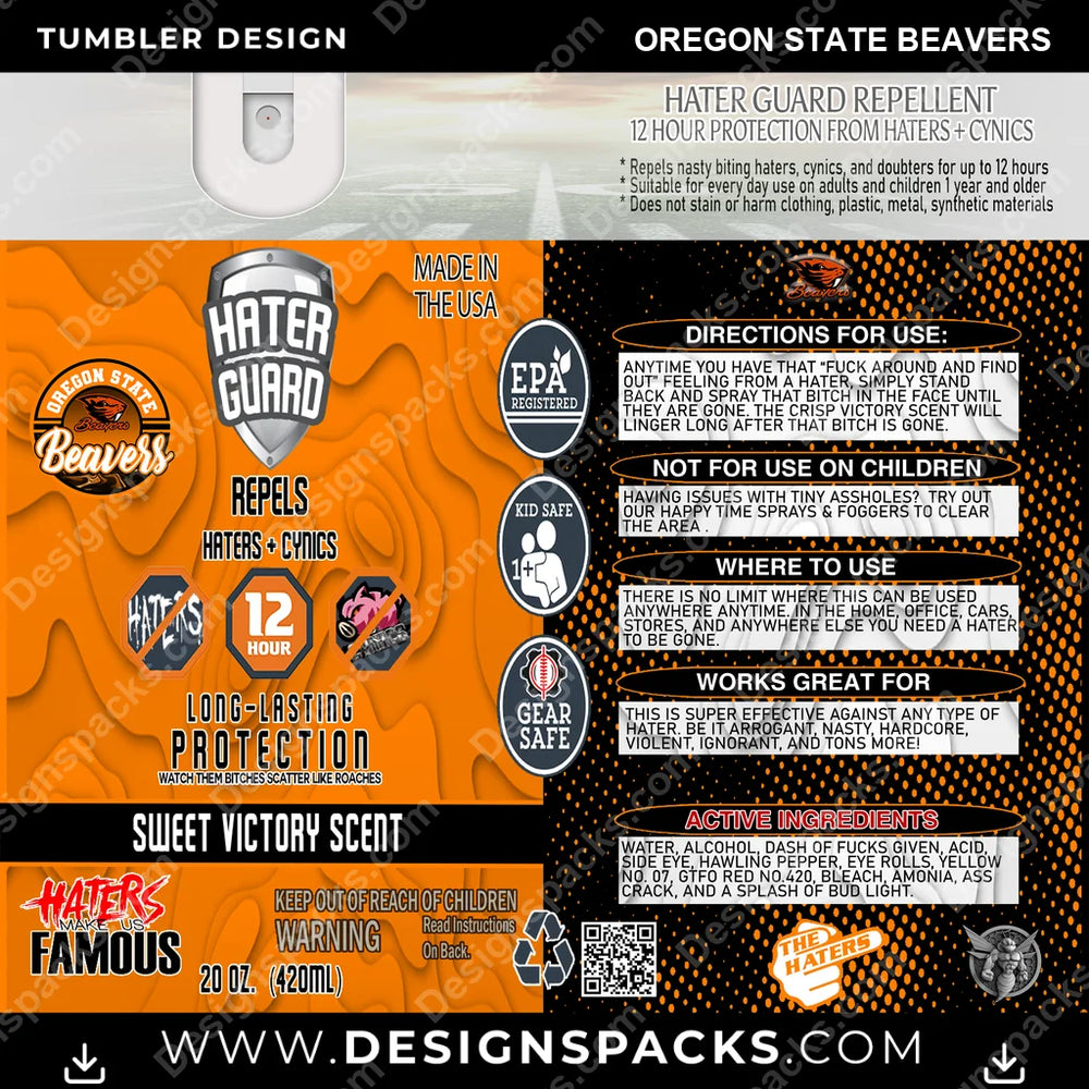 College Sport Hater Guard Oregon State Beavers NCAA College Sport Tumbler Digital Wrap Design Download
