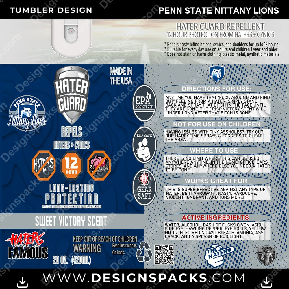 College Sport Hater Guard Penn State Nittany Lions NCAA College Sport Tumbler Digital Wrap Design Download
