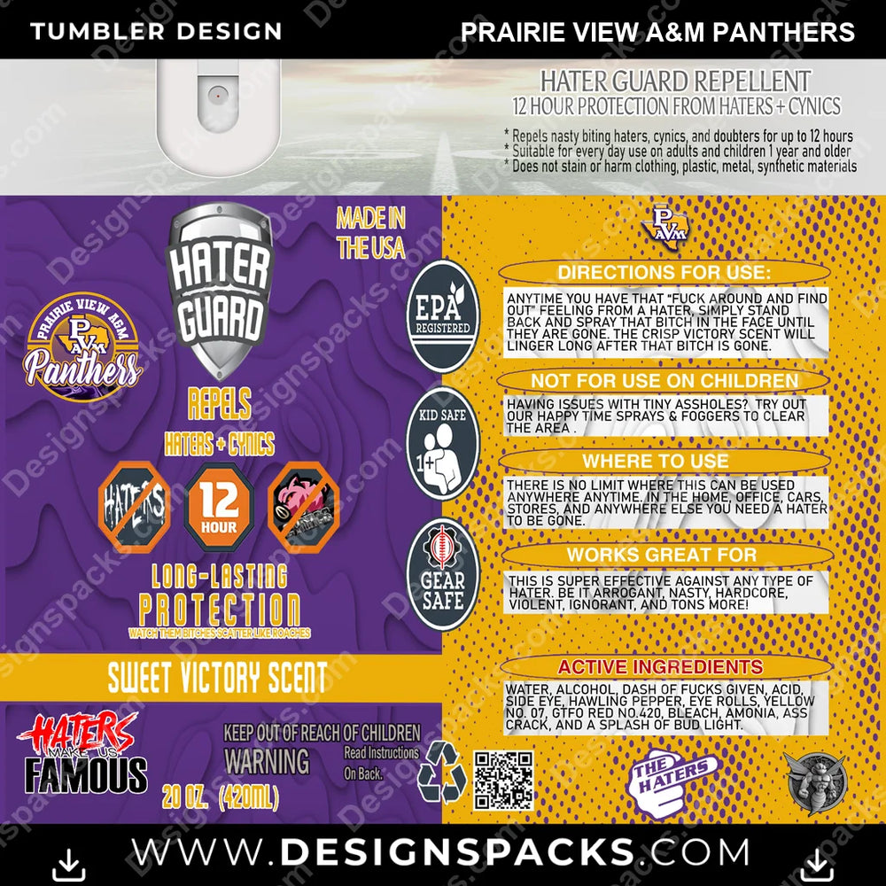 College Sport Hater Guard Prairie View A&M Panthers NCAA College Sport Tumbler Digital Wrap Design Download