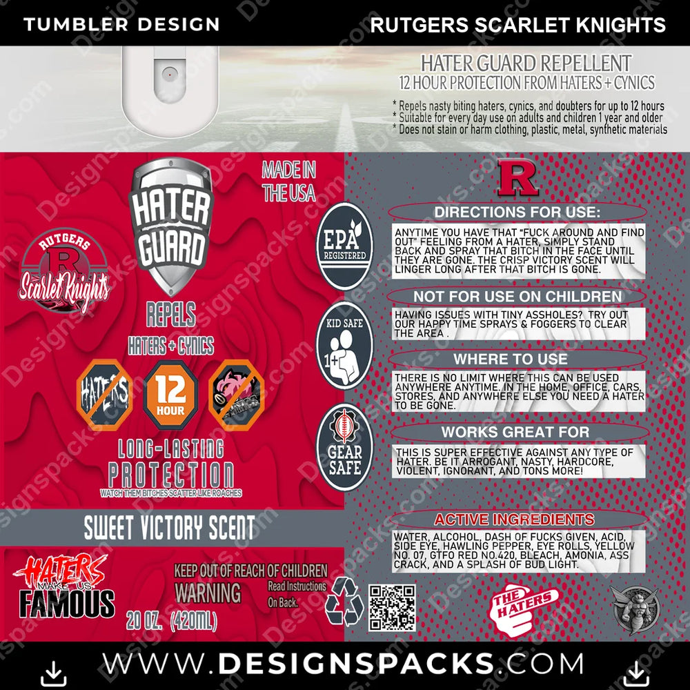 College Sport Hater Guard Rutgers Scarlet Knights NCAA College Sport Tumbler Digital Wrap Design Download