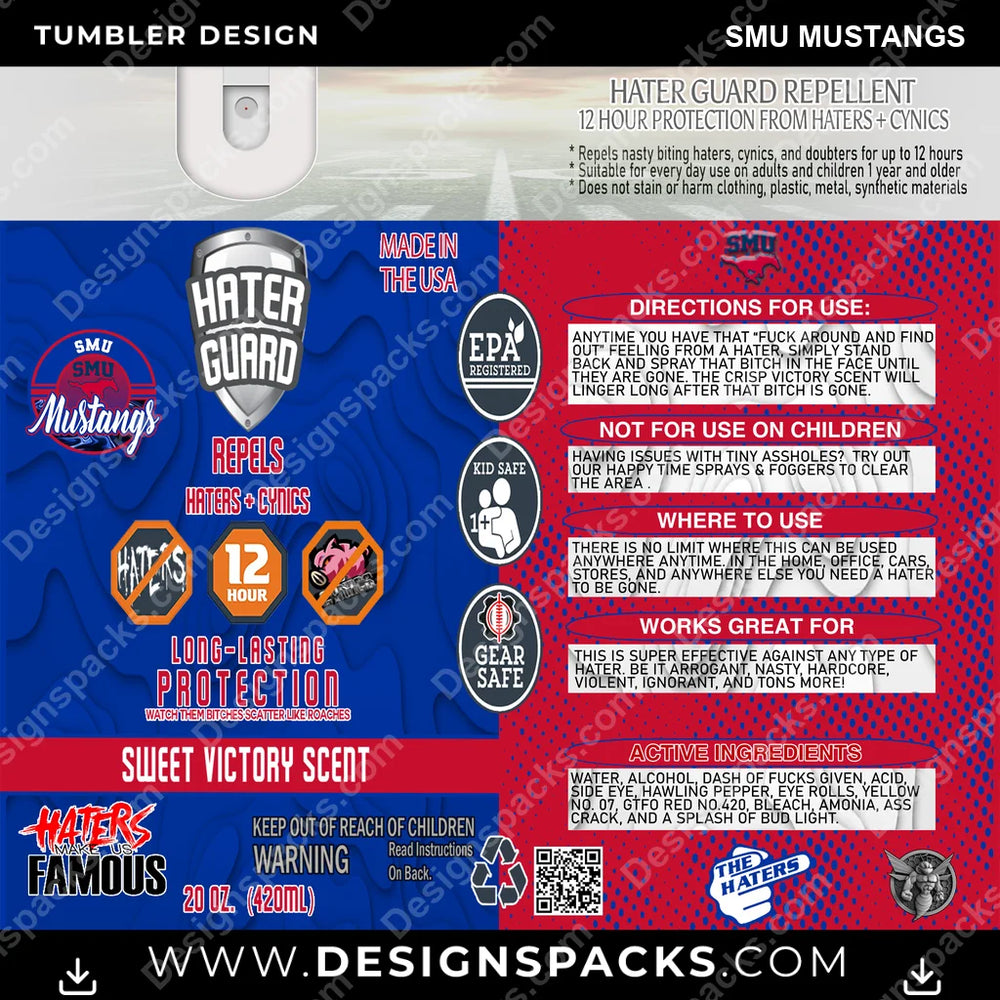 College Sport Hater Guard SMU Mustangs NCAA College Sport Tumbler Digital Wrap Design Download