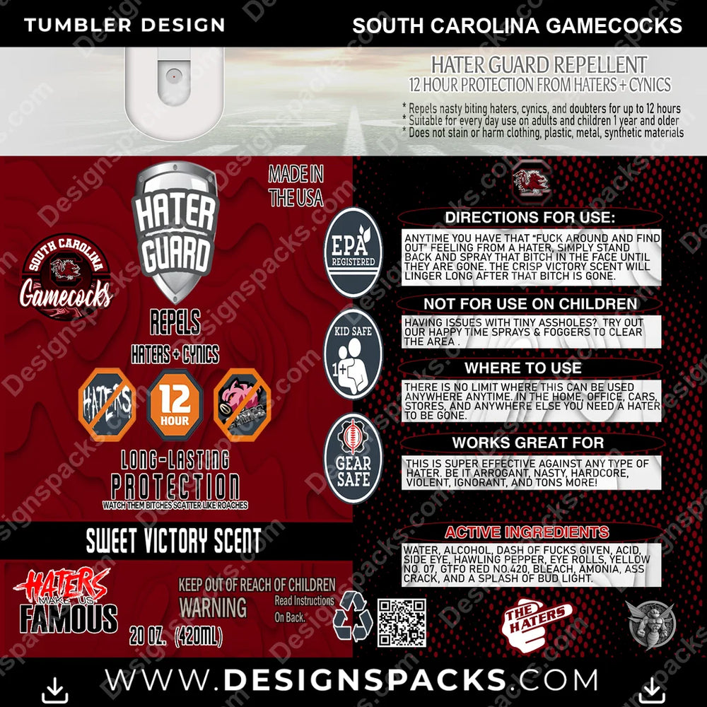 College Sport Hater Guard South Carolina Gamecocks NCAA College Sport Tumbler Digital Wrap Design Download