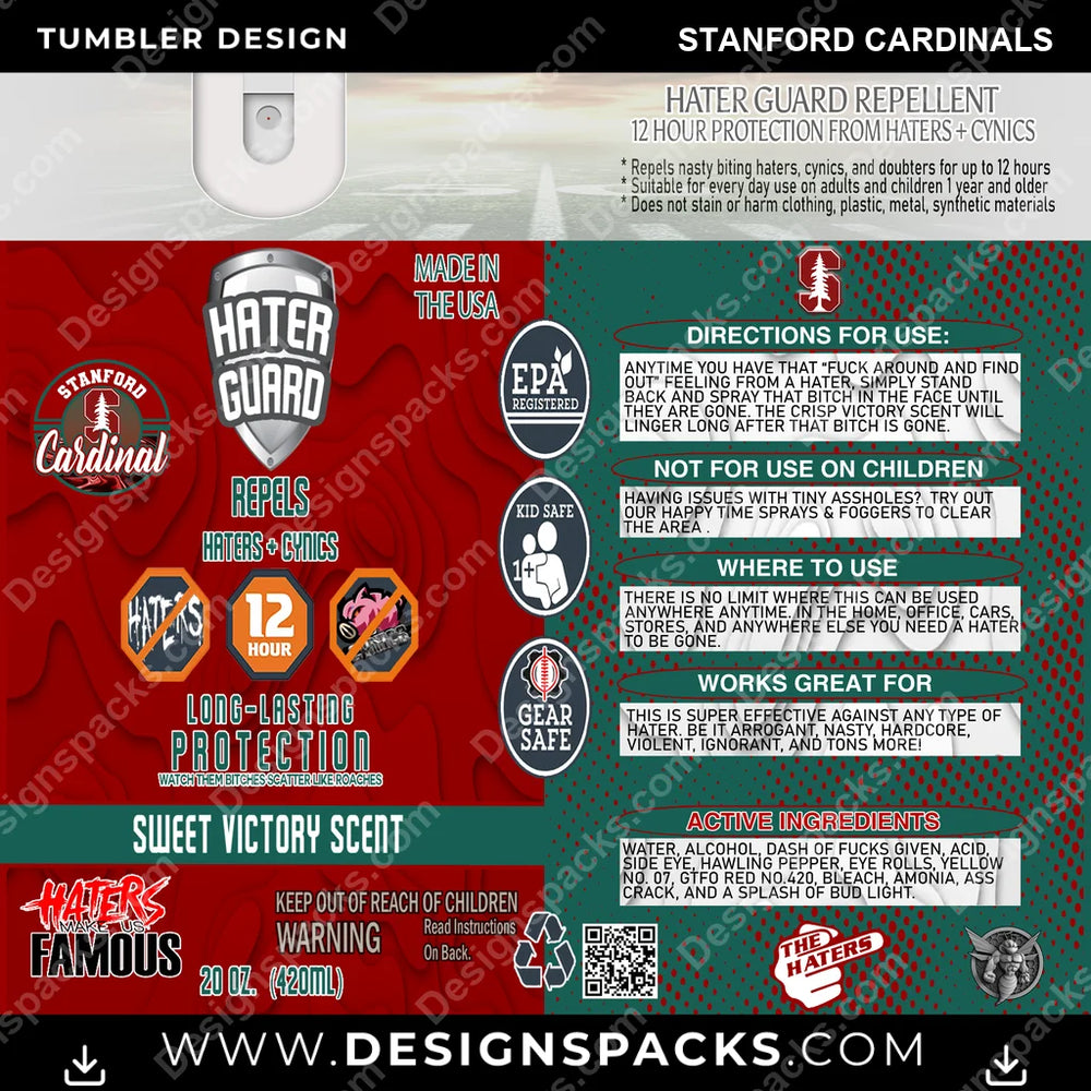 College Sport Hater Guard Stanford Cardinals NCAA College Sport Tumbler Digital Wrap Design Download