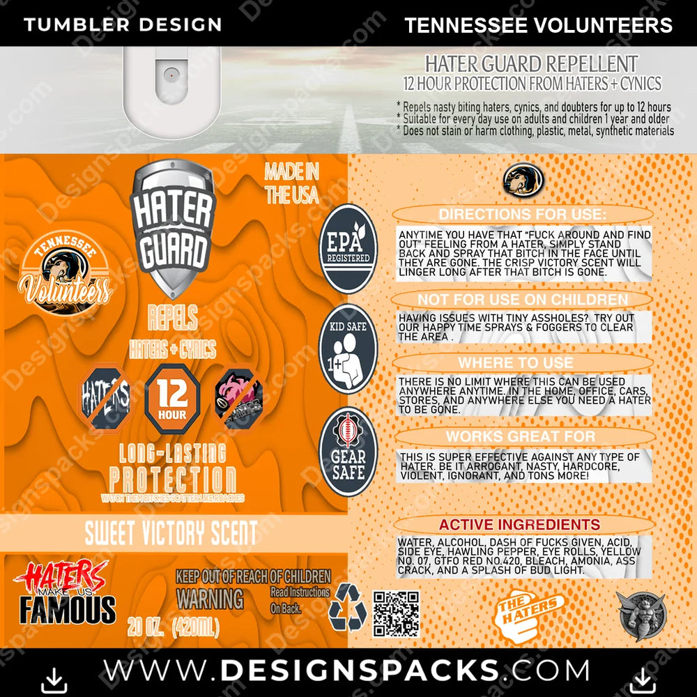 College Sport Hater Guard Tennessee Volunteers NCAA College Sport Tumbler Digital Wrap Design Download