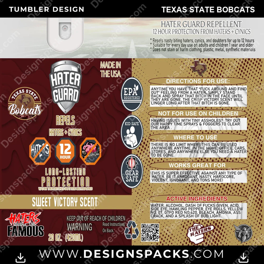 College Sport Hater Guard Texas State Bobcats NCAA College Sport Tumbler Digital Wrap Design Download