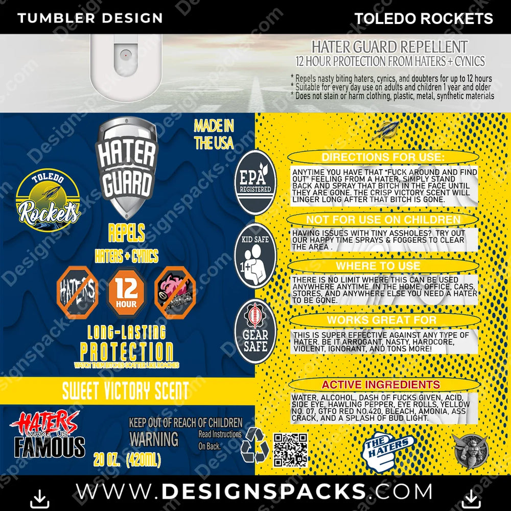 College Sport Hater Guard Toledo Rockets NCAA College Sport Tumbler Digital Wrap Design Download