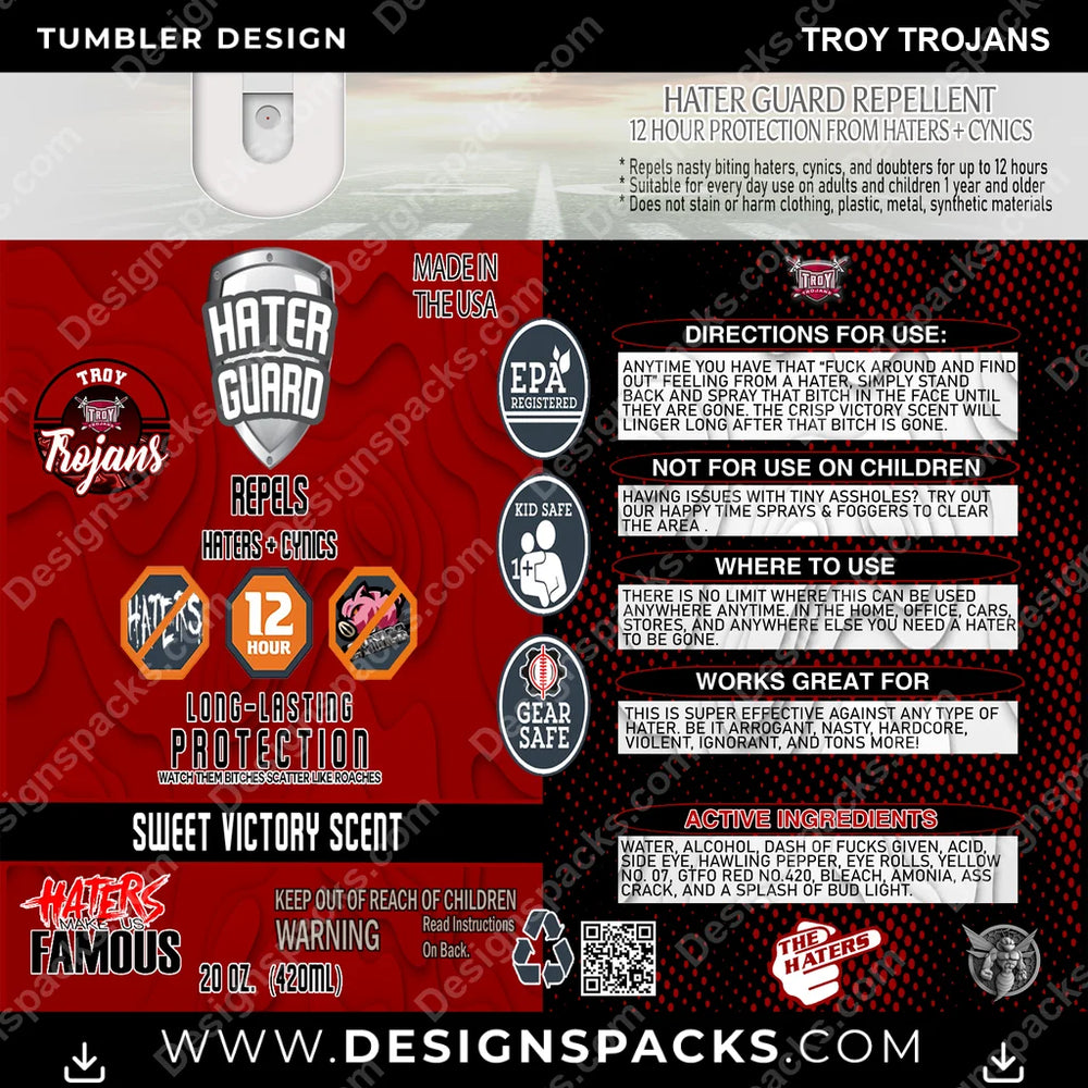 College Sport Hater Guard Troy Trojans NCAA College Sport Tumbler Digital Wrap Design Download