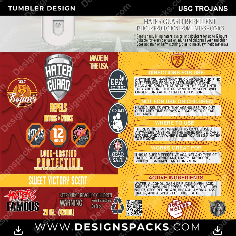 College Sport Hater Guard USC Trojans NCAA College Sport Tumbler Digital Wrap Design Download