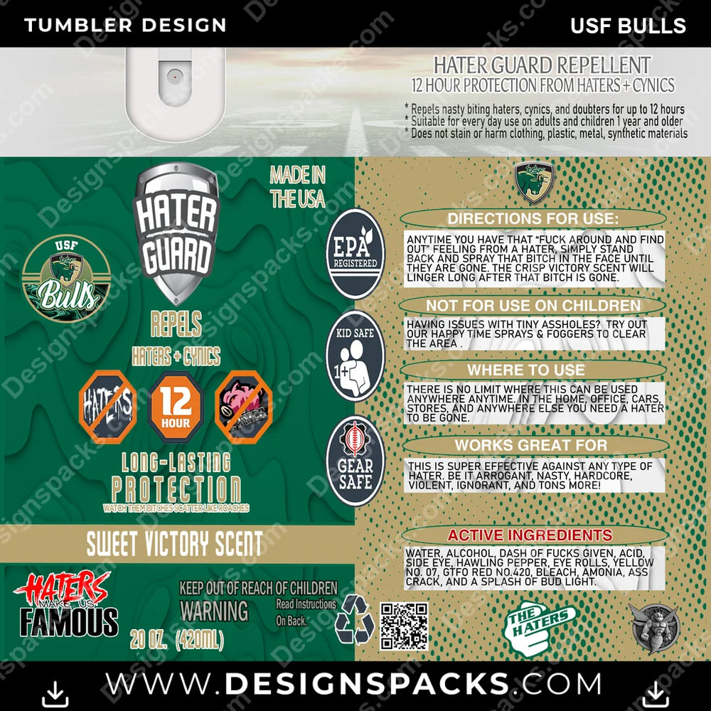 College Sport Hater Guard USF Bulls NCAA College Sport Tumbler Digital Wrap Design Download
