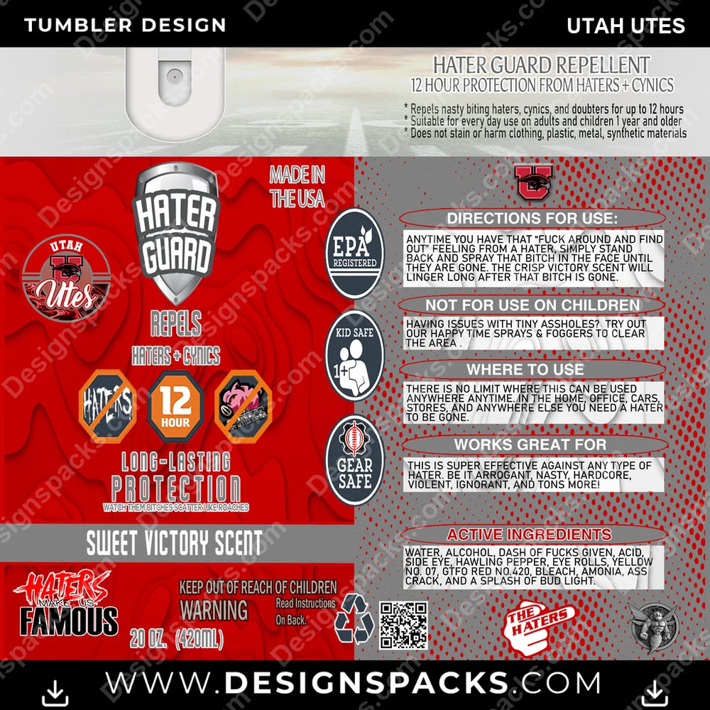 College Sport Hater Guard Utah Utes NCAA College Sport Tumbler Digital Wrap Design Download