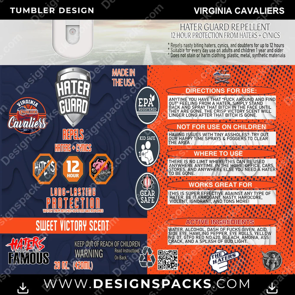College Sport Hater Guard Virginia Cavaliers NCAA College Sport Tumbler Digital Wrap Design Download