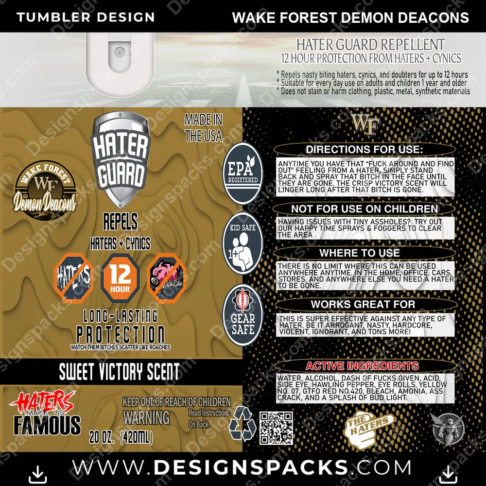 College Sport Hater Guard Wake Forest Demon Deacons NCAA College Sport Tumbler Digital Wrap Design Download
