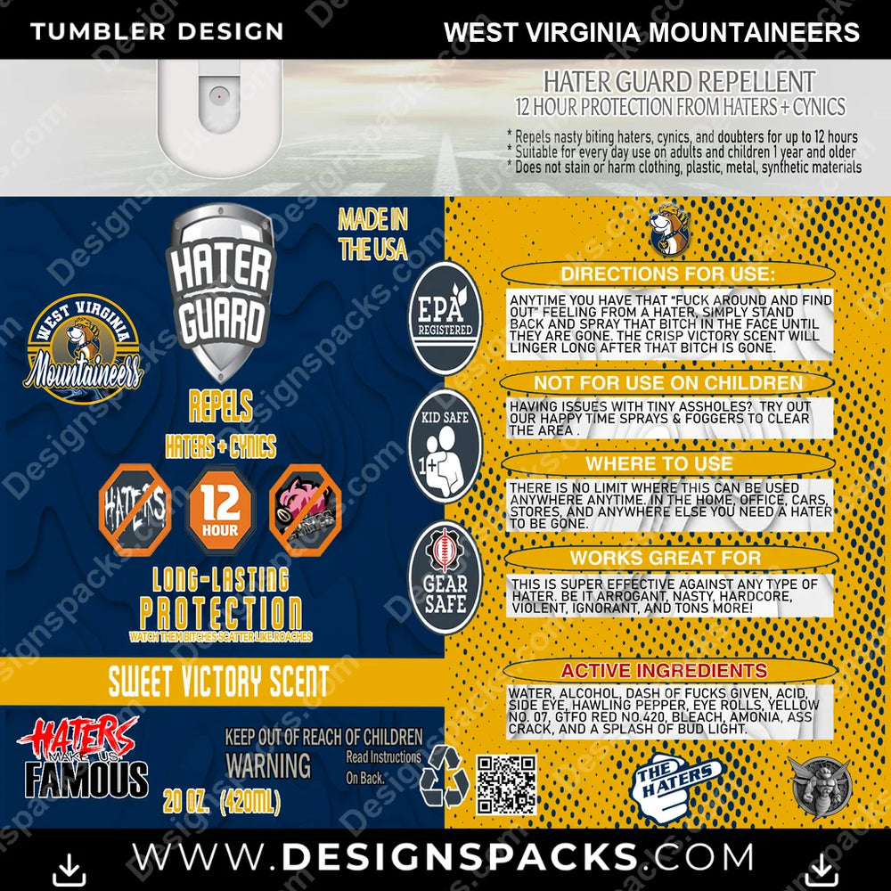 College Sport Hater Guard West Virginia Mountaineers NCAA College Sport Tumbler Digital Wrap Design Download