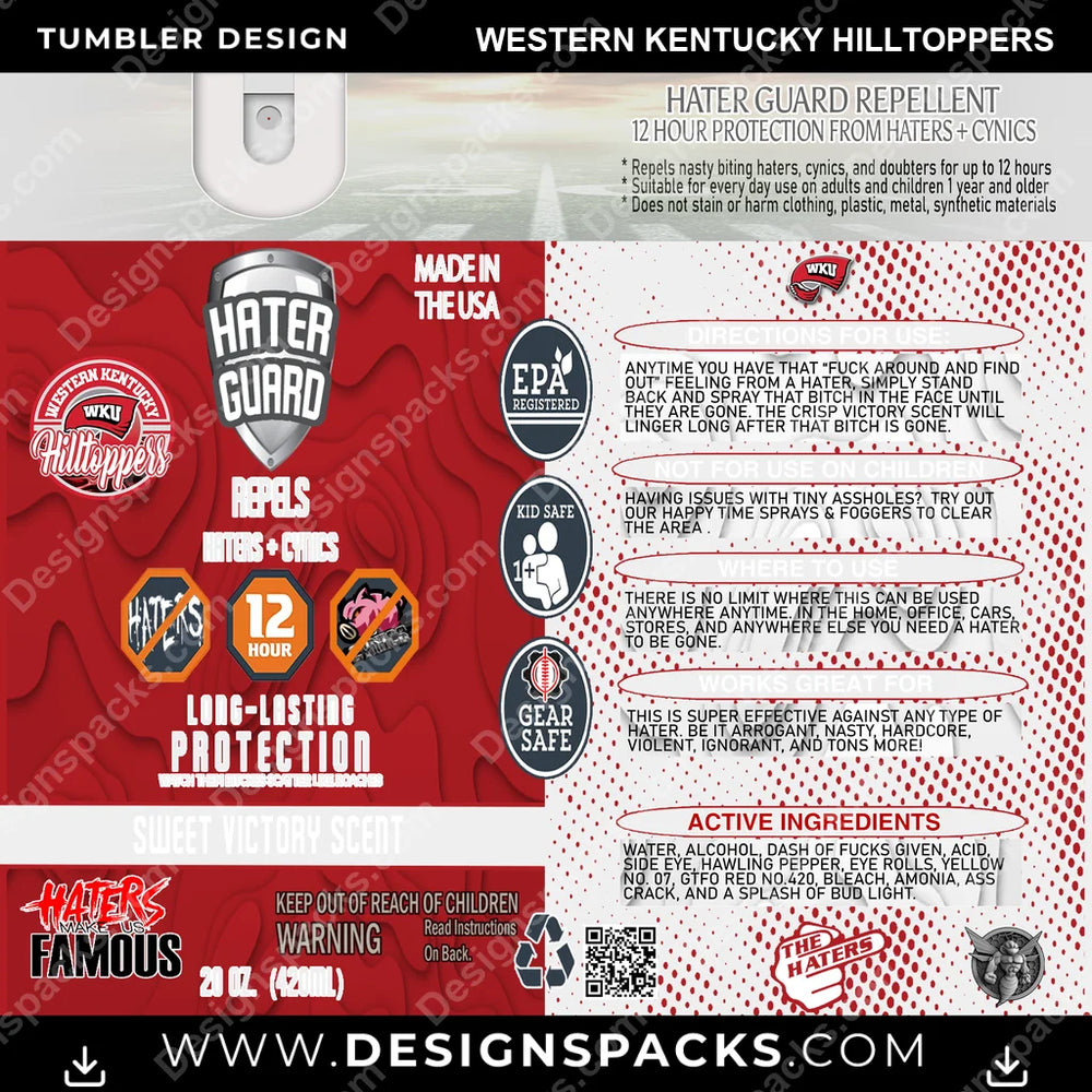 College Sport Hater Guard Western Kentucky Hilltoppers NCAA College Sport Tumbler Digital Wrap Design Download