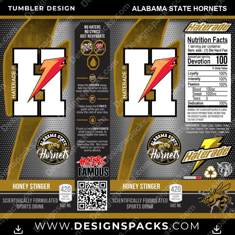 College Sport Haterade Alabama State Hornets NCAA College Sport Tumbler Digital Wrap Design Download