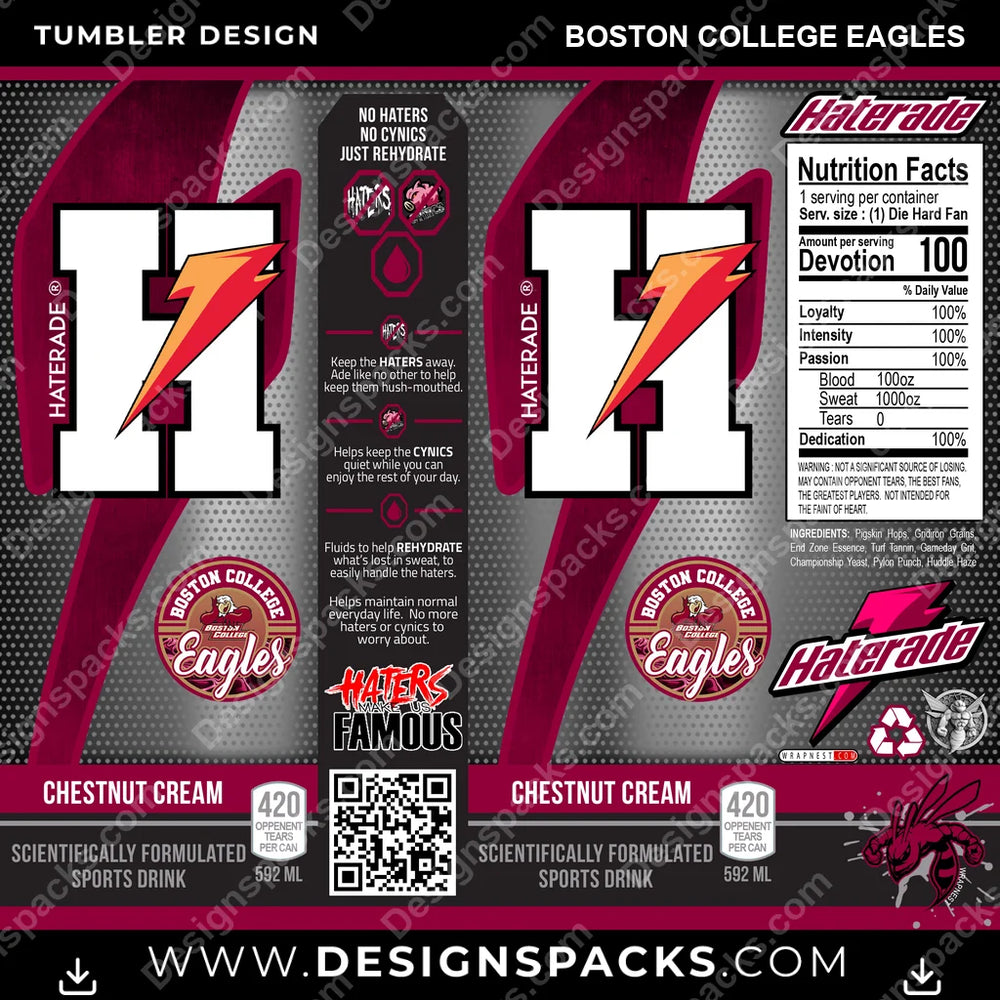 College Sport Haterade Boston College Eagles NCAA College Sport Tumbler Digital Wrap Design Download