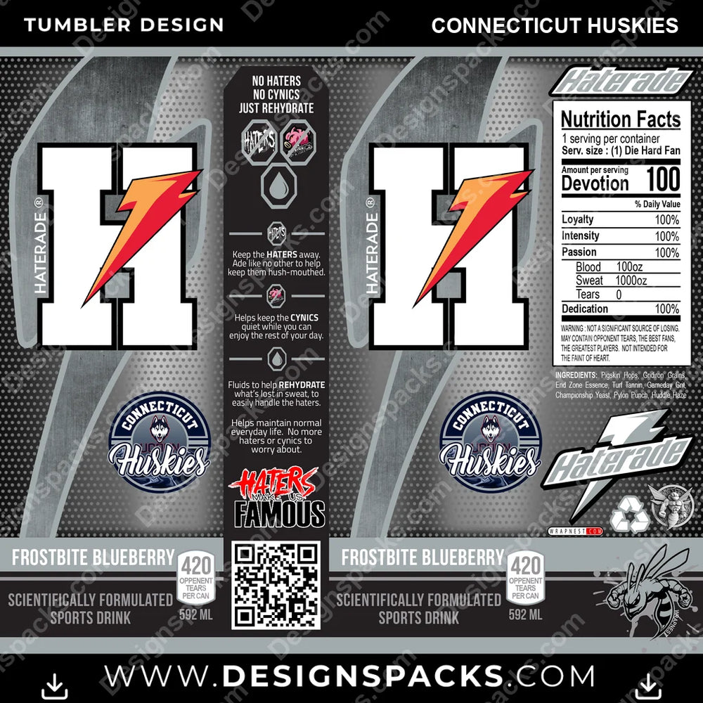 College Sport Haterade Connecticut Huskies NCAA Tumbler Digital Wrap Design Download