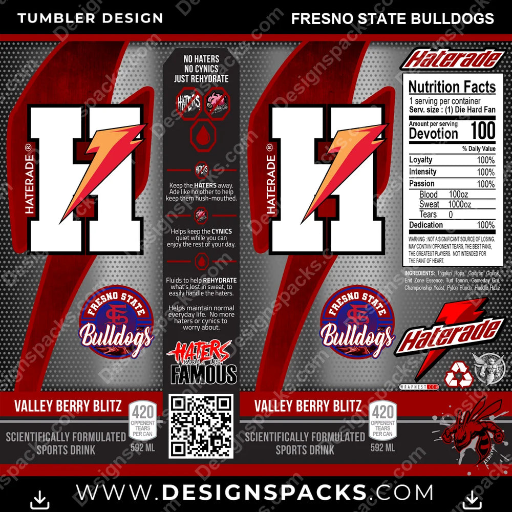 College Sport Haterade Fresno State Bulldogs NCAA College Sport Tumbler Digital Wrap Design Download