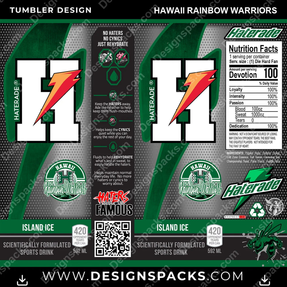 College Sport Haterade Hawaii Rainbow Warriors NCAA College Sport Tumbler Digital Wrap Design Download