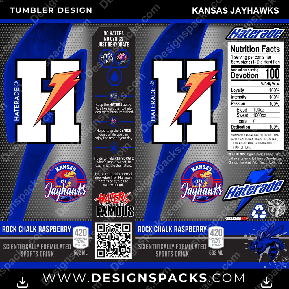 College Sport Haterade Kansas Jayhawks NCAA College Sport Tumbler Digital Wrap Design Download