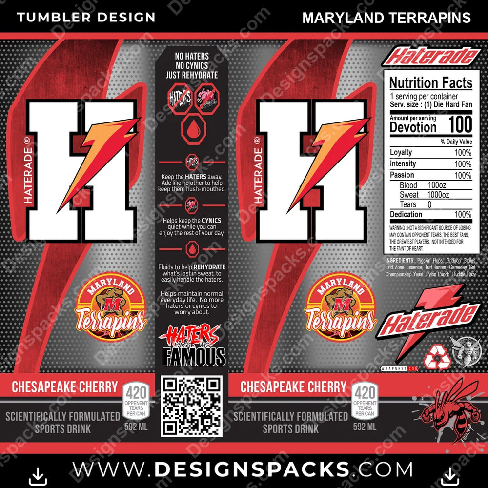 College Sport Haterade Maryland Terrapins NCAA College Sport Tumbler Digital Wrap Design Download
