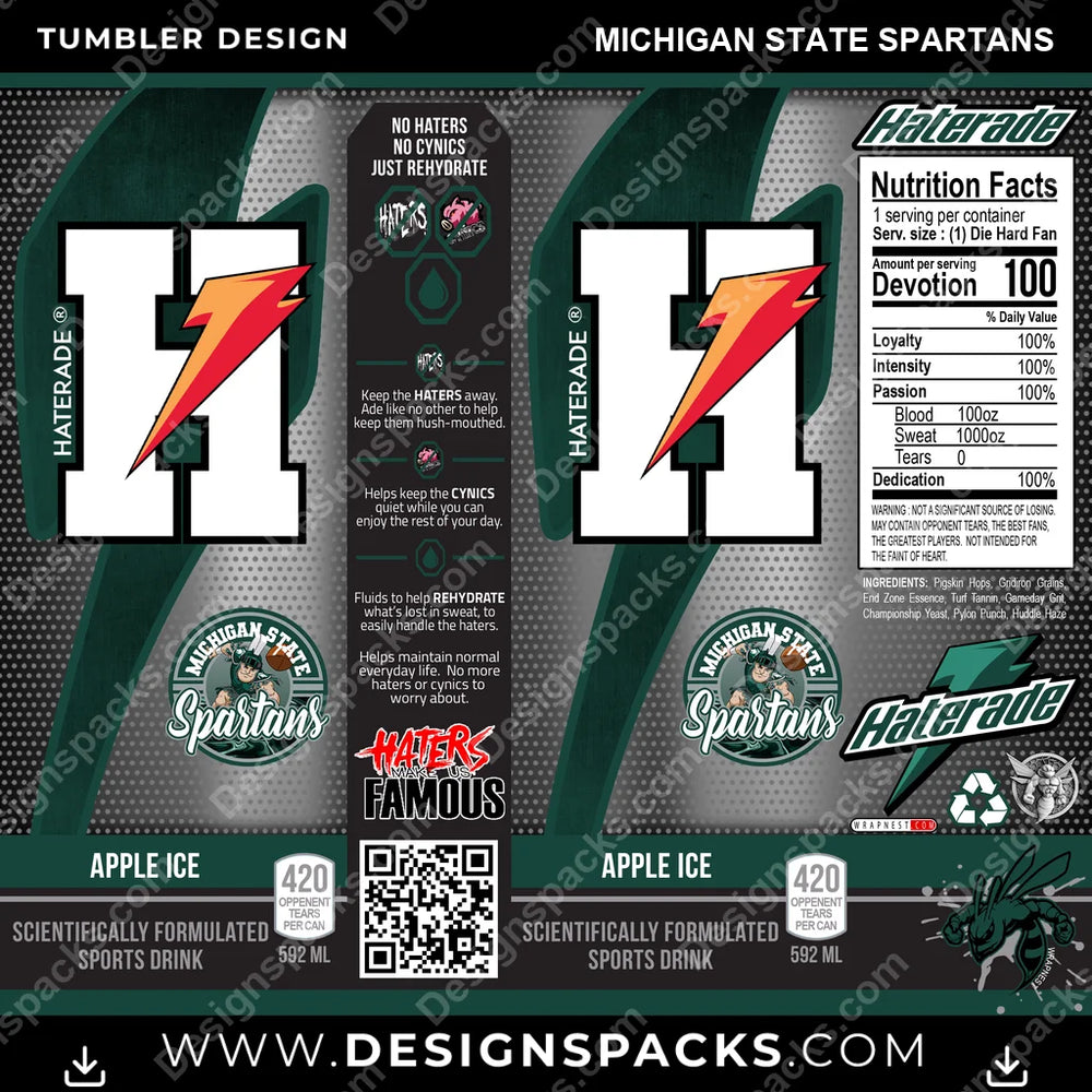 College Sport Haterade Michigan State Spartans NCAA College Sport Tumbler Digital Wrap Design Download