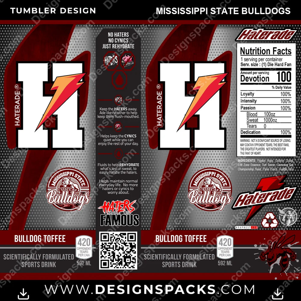 College Sport Haterade Mississippi State Bulldogs NCAA College Sport Tumbler Digital Wrap Design Download