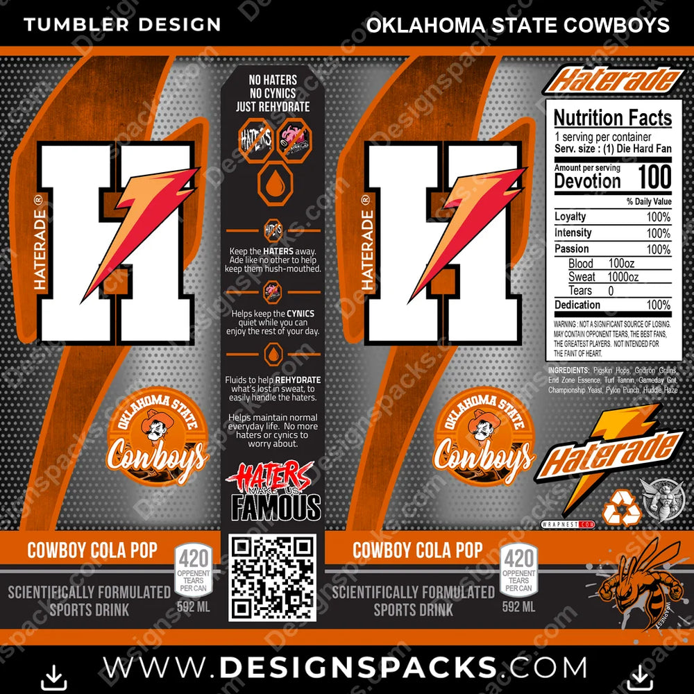 College Sport Haterade Oklahoma State Cowboys NCAA College Sport Tumbler Digital Wrap Design Download