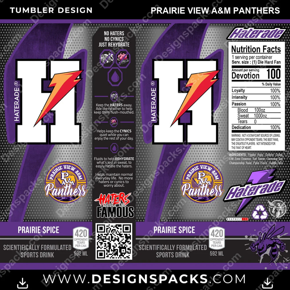 College Sport Haterade Prairie View A&M Panthers NCAA College Sport Tumbler Digital Wrap Design Download