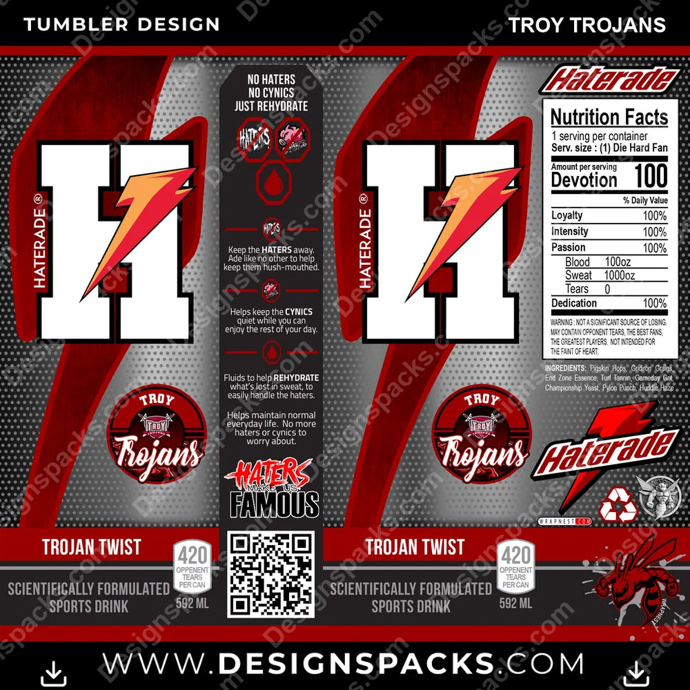 College Sport Haterade Troy Trojans NCAA College Sport Tumbler Digital Wrap Design Download