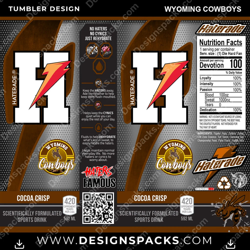 College Sport Haterade Wyoming Cowboys NCAA College Sport Tumbler Digital Wrap Design Download