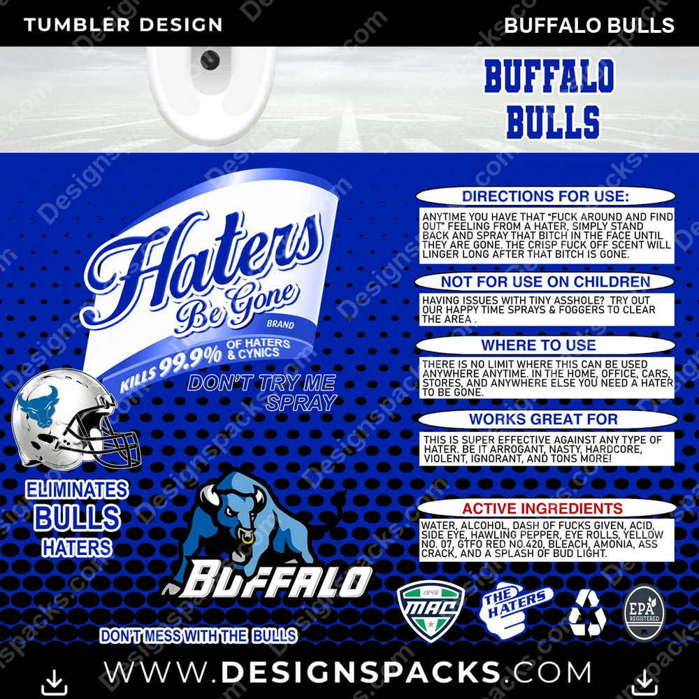 College Sport Haters Be Gone Buffalo Bulls NCAA College Sport Tumbler Digital Wrap Design Download