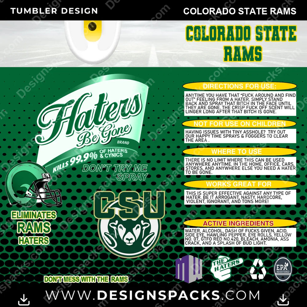 College Sport Haters Be Gone Colorado State Rams NCAA College Sport Tumbler Digital Wrap Design Download