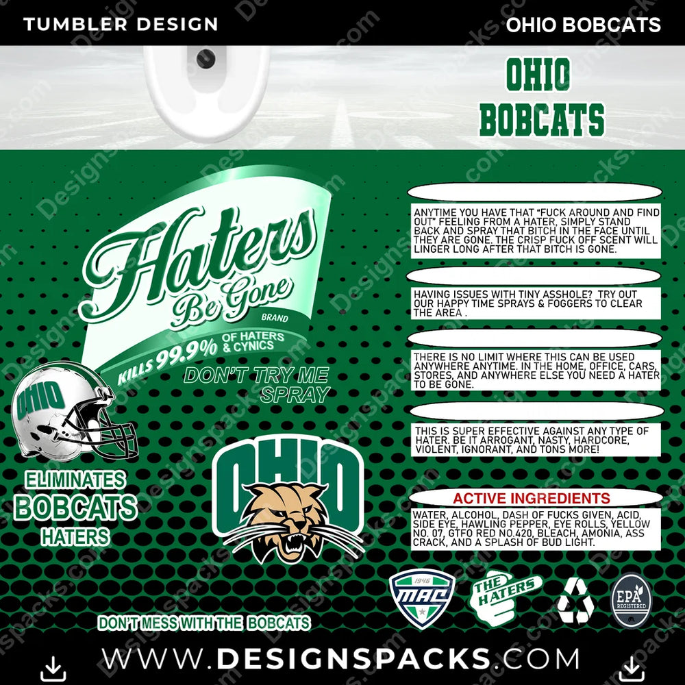 College Sport Haters Be Gone Ohio Bobcats NCAA College Sport Tumbler Digital Wrap Design Download